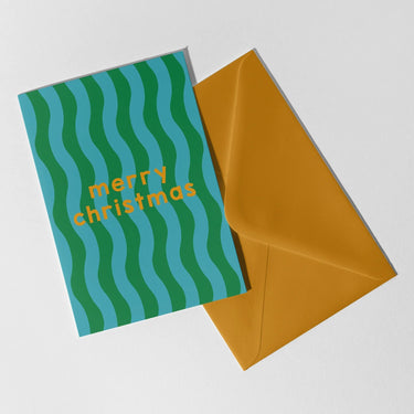 Blue & Green Merry Christmas Christmas Card